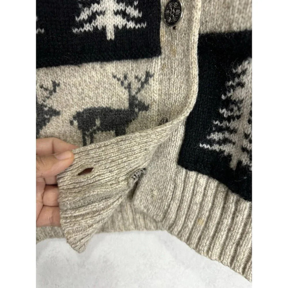 EDDIE BAUER Vintage Women Winter Cardigan Sweater Wool 80's USA Made MEDIUM READ - Picture 4 of 8